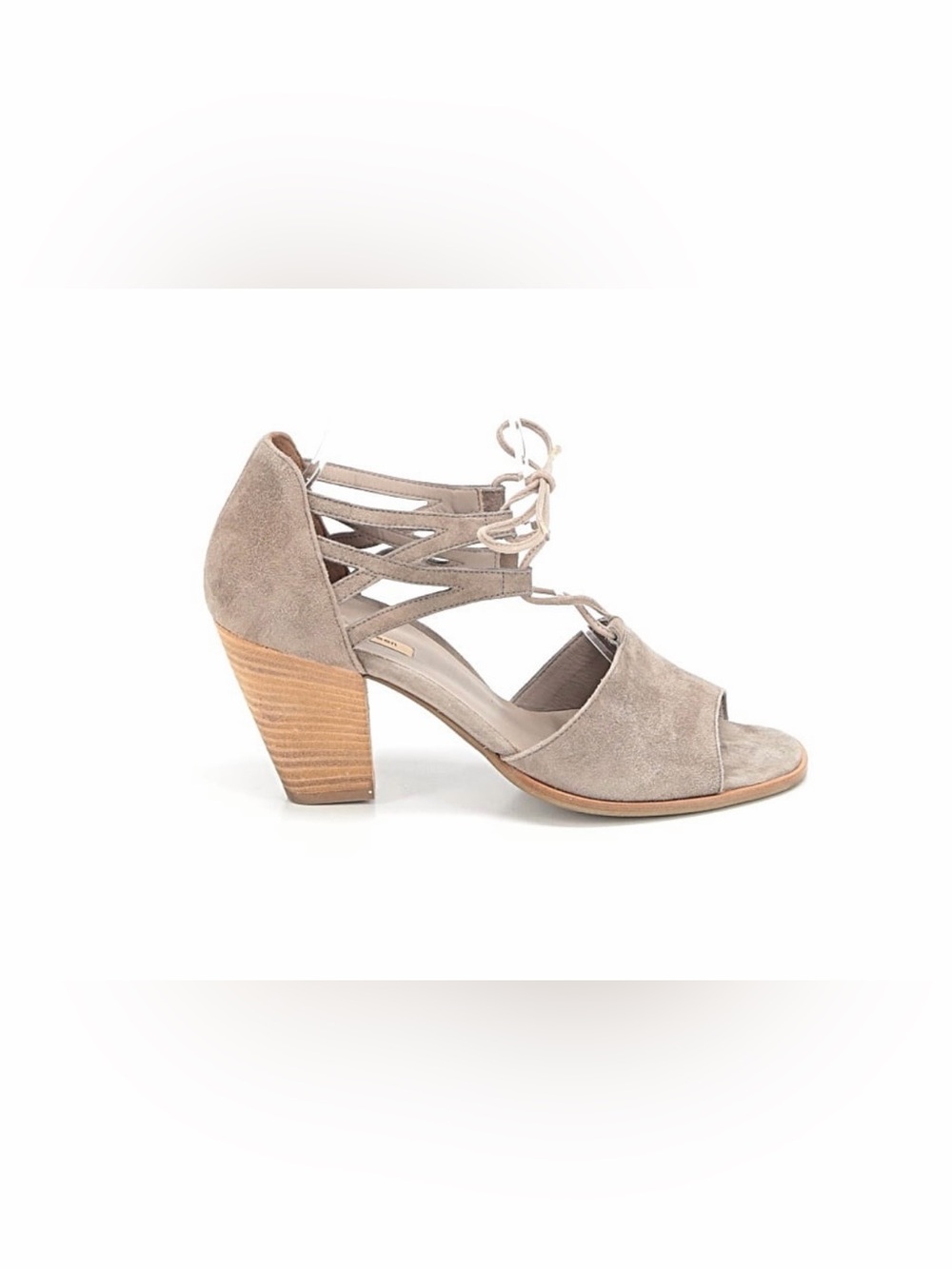 Paul Green "Marsha" Ghillie Lace Up Taupe Suede Sandals Sz 8.5 Block
Heels
